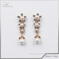 Gold jewelry Bulk buy from china elegant style diamond pearl chandelier earrings